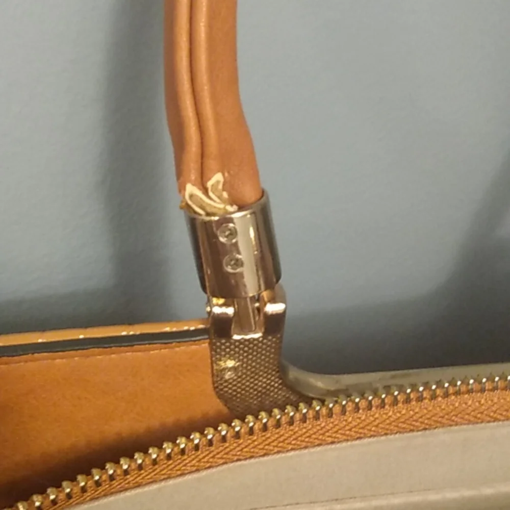 Orange Croc-Texture Laptop Bag with Shoulder Strap